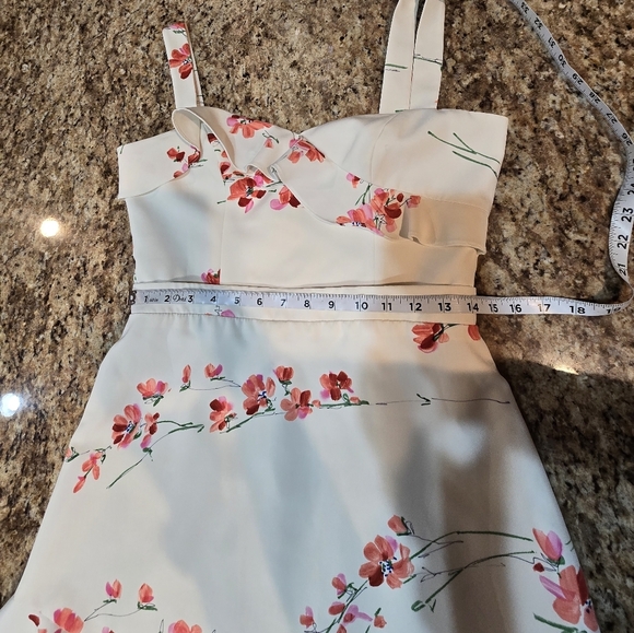 Black Halo Zalda Floral Flutter Ruffle Dress Romantic White Formal Cocktail 8 - Picture 6 of 12